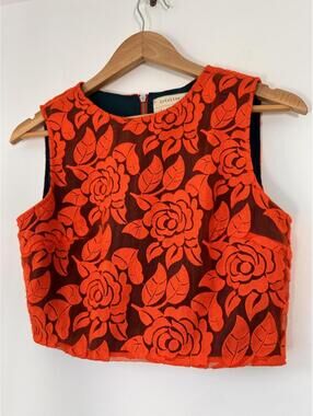 NICOLE MILLER ARTELIER FLOWER ORGANZA LACE Crop TOP Size S
